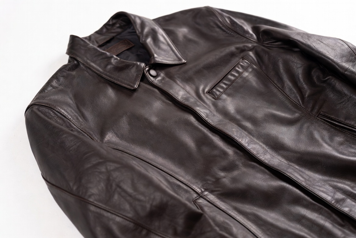 Restored leather jacket detail
