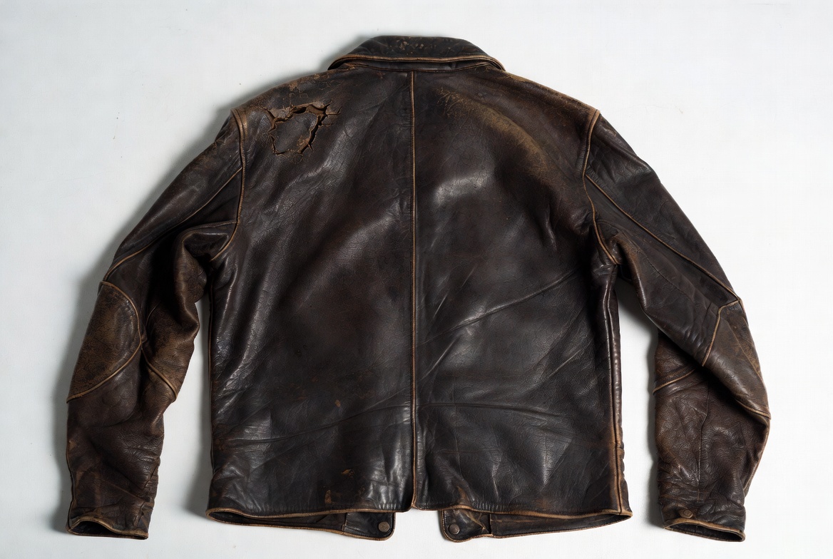 Vintage leather jacket before restoration